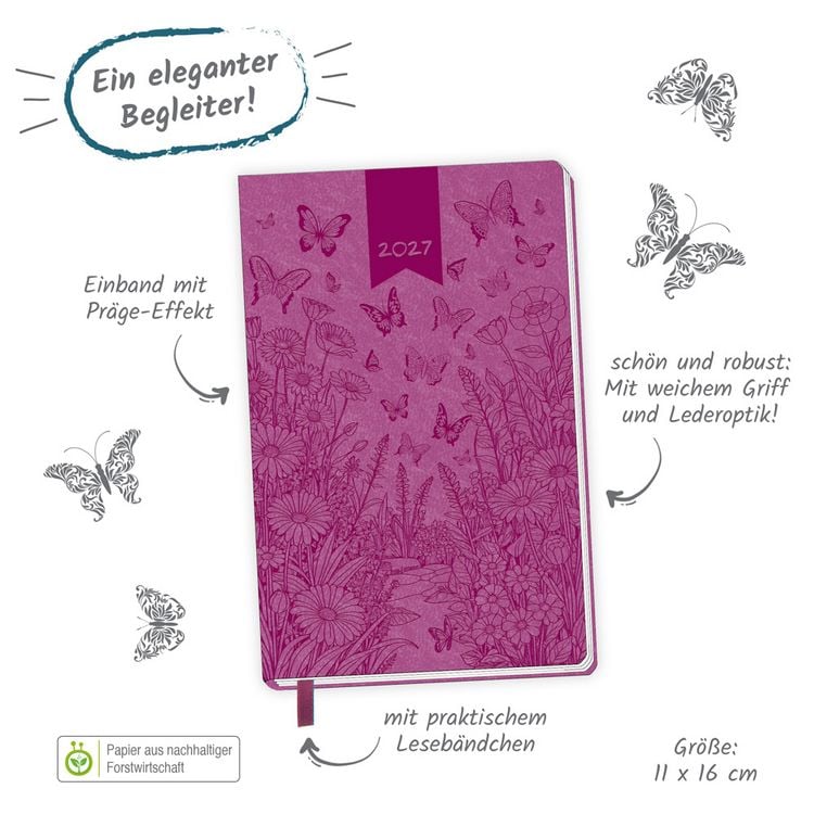 Produktbild: TR&Ouml;TSCH - Taschenkalender A6 Soft Touch Schmetterlinge 2027