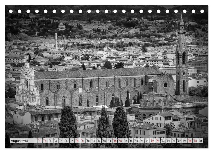 Produktbild: FLORENZ Monochrome Impressionen (Tischkalender 2026 DIN A5 quer), CALVENDO Monatskalender