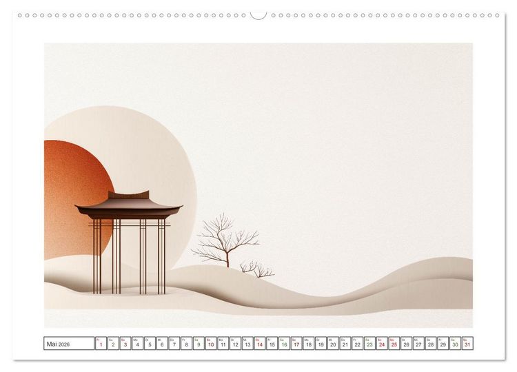 Produktbild: Japandi-Design (hochwertiger Premium Wandkalender 2026 DIN A2 quer), Kunstdruck in Hochglanz