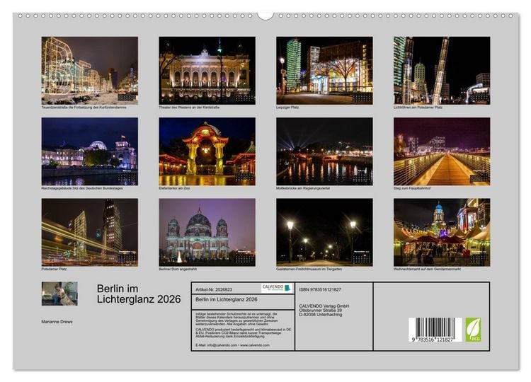 Produktbild: Berlin im Lichterglanz 2026 (hochwertiger Premium Wandkalender 2026 DIN A2 quer), Kunstdruck in Hochglanz