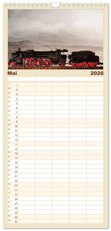 Produktbild: Familienplaner 2026 - Dampflokomotiven in Spur N mit 5 Spalten (Wandkalender, 21 x 45 cm) CALVENDO