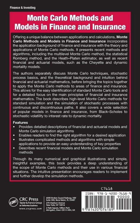Produktbild: Monte Carlo Methods and Models in Finance and Insurance