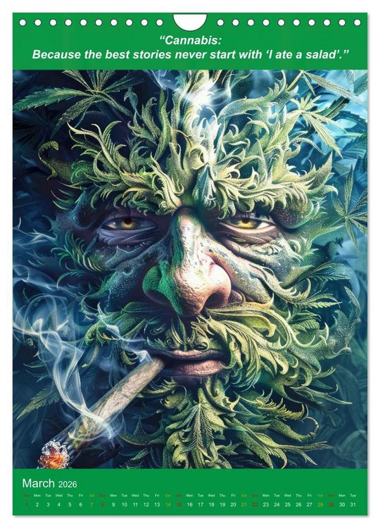 Produktbild: The funniest cannabis pictures and slogans (Wall Calendar 2026 DIN A4 portrait), CALVENDO 12 Month Wall Calendar