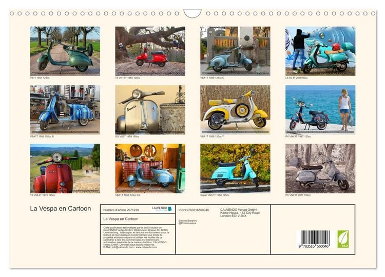 Produktbild: La Vespa en Cartoon (Calendrier mural 2026 DIN A3 vertical), CALVENDO calendrier mensuel