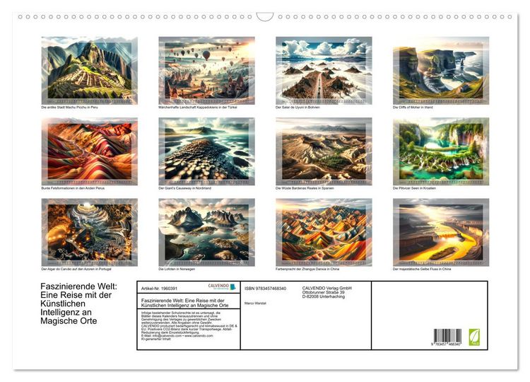 Produktbild: Faszinierende Welt: Eine Reise mit der K&uuml;nstlichen Intelligenz an Magische Orte (Wandkalender 2026 DIN A2 quer), CALVENDO Monatskalender
