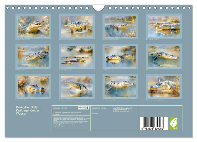 Produktbild: Krokodile. Stille Kraft irgendwo am Wasser (Wandkalender 2027 DIN A4 quer), CALVENDO Monatskalender