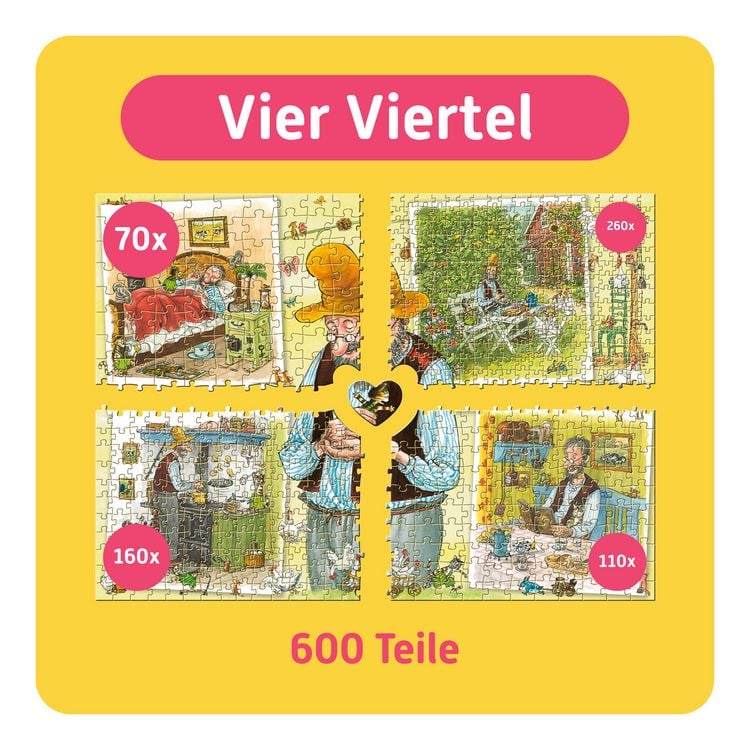 Produktbild: TEAMPUZZLE &ndash; Petersson und Findus &ndash; 600 Teile &ndash; Puzzle mit gro&szlig;en & kleinen Teilen