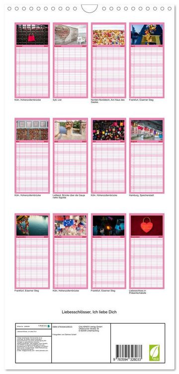 Produktbild: Familienplaner 2027 - Liebesschl&ouml;sser, Ich liebe Dich mit 5 Spalten (Wandkalender, 21 x 45 cm) CALVENDO
