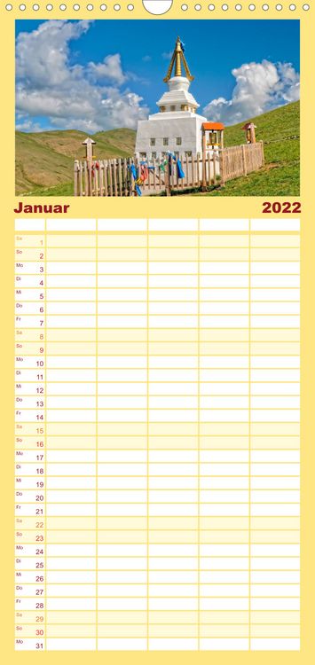 Produktbild: Familienplaner Reise durch Asien - Mongolei (Wandkalender 2022 , 21 cm x 45 cm, hoch)