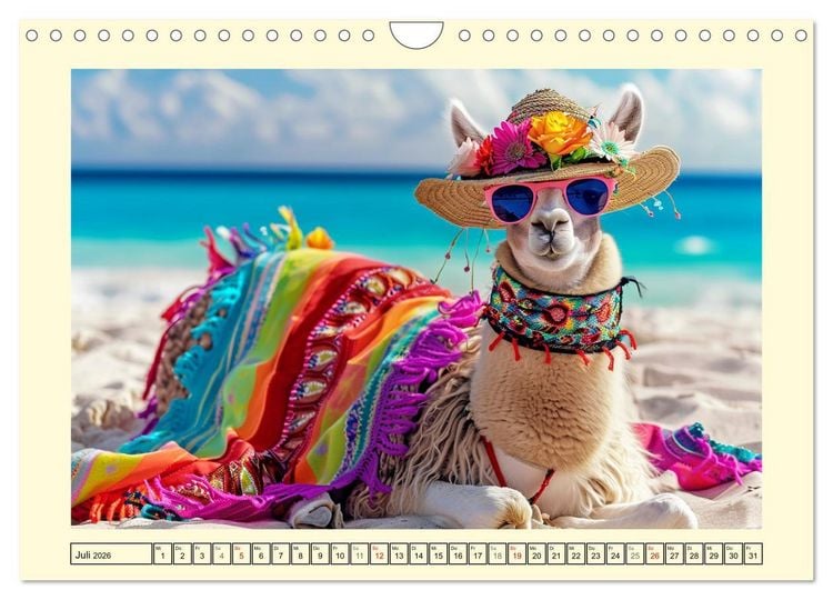 Produktbild: Lamas auf Tour. Perus flauschige Fashion-Ikonen (Wandkalender 2026 DIN A4 quer), CALVENDO Monatskalender