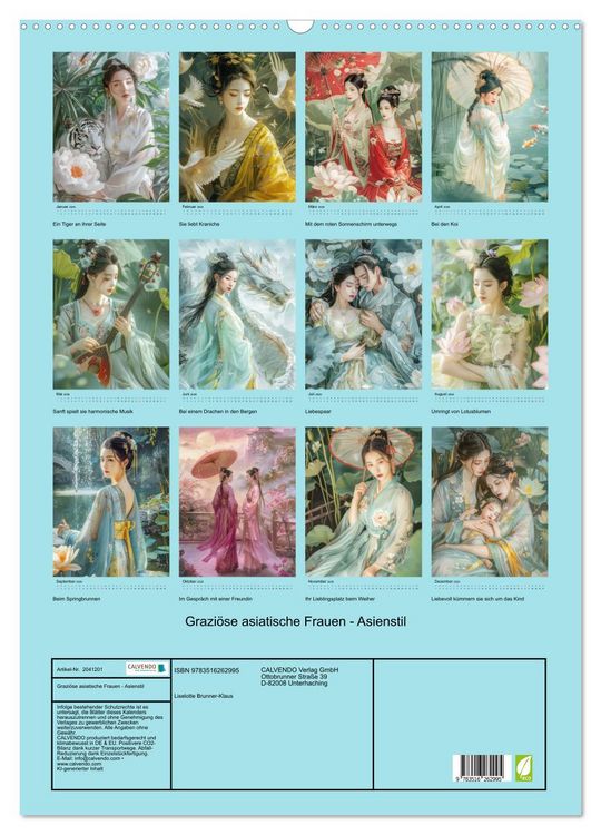 Produktbild: Grazi&ouml;se asiatische Frauen - Asienstil (Wandkalender 2026 DIN A2 hoch), CALVENDO Monatskalender