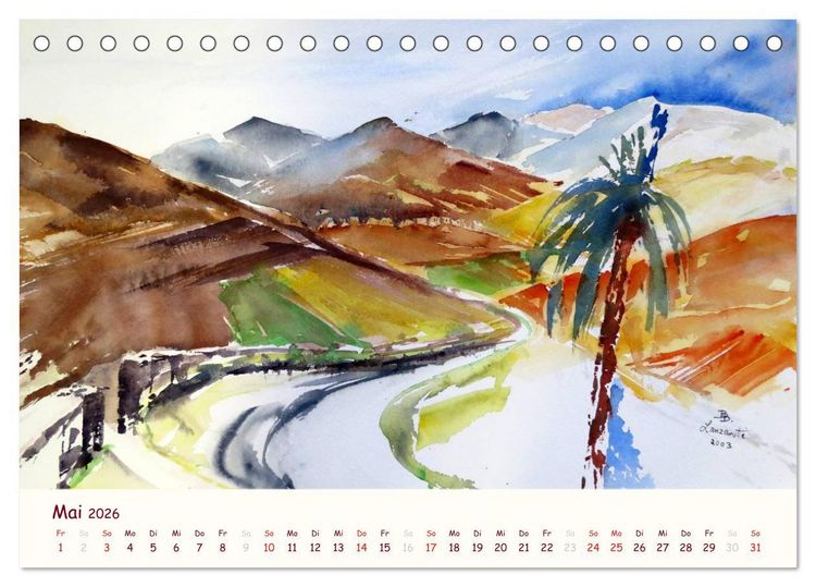 Produktbild: Lanzarote und Teneriffa - Aquarelle (Tischkalender 2026 DIN A5 quer), CALVENDO Monatskalender