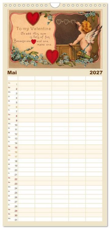 Produktbild: Familienplaner 2027 - Liebesboten mit 5 Spalten (Wandkalender, 21 x 45 cm) CALVENDO