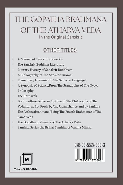 Produktbild: The Gopatha Brahmana Of The Atharva Veda