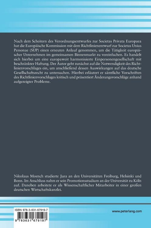 Produktbild: Die Societas Unius Personae (SUP)