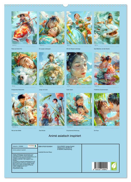 Produktbild: Anim&eacute; asiatisch inspiriert (hochwertiger Premium Wandkalender 2026 DIN A2 hoch), Kunstdruck in Hochglanz