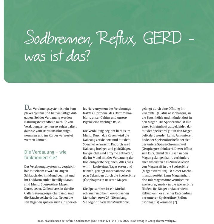 Produktbild: K&ouml;stlich essen Reflux und Sodbrennen