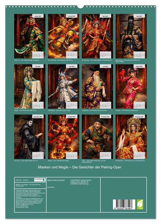 Produktbild: Masken und Magie &ndash; Die Gesichter der Peking-Oper (hochwertiger Premium Wandkalender 2027 DIN A2 hoch), Kunstdruck in Hochglanz