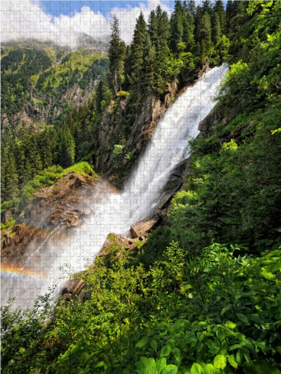 Produktbild: CALVENDO Puzzle Krimmler Wasserfall mit Regenbogen. Hohe Tauern im Salzburger Land &Ouml;sterreich. | 2000 Teile Lege-Gr&ouml;&szlig;e 90x67cm Foto-Puzzle f&uuml;r gl&uuml;ckli