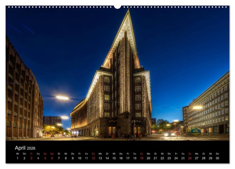 Produktbild: Hamburg - Lichter der Nacht (Wandkalender 2026 DIN A2 quer), CALVENDO Monatskalender