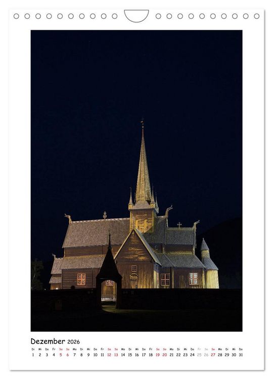 Produktbild: Stabkirchen Norwegens - Meisterwerke mittelalterlicher Holzarchitektur (Wandkalender 2026 DIN A4 hoch), CALVENDO Monatskalender