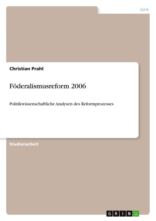Produktbild: F&ouml;deralismusreform 2006