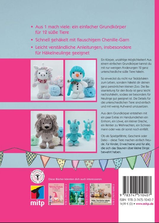 Produktbild: S&uuml;&szlig;e Chenille-Tiere h&auml;keln &ndash; ganz leicht