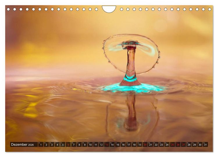 Produktbild: Wassertropfen Kunst Fotografie (Wandkalender 2026 DIN A4 quer), CALVENDO Monatskalender