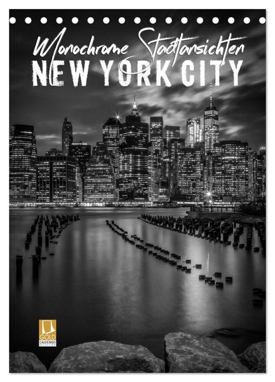 Produktbild: NEW YORK CITY Monochrome Stadtansichten (Tischkalender 2026 DIN A5 hoch), CALVENDO Monatskalender