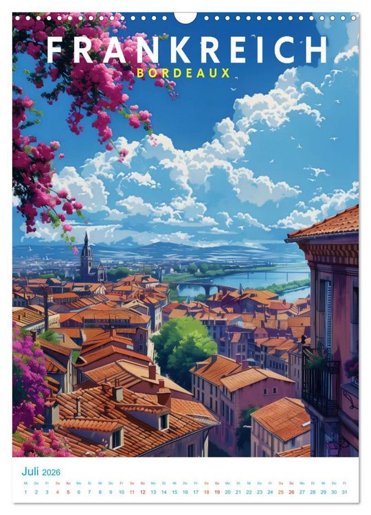 Produktbild: Frankreich - Old School Poster Style (Wandkalender 2026 DIN A3 hoch), CALVENDO Monatskalender