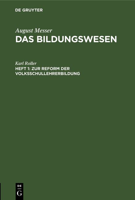 Produktbild: Zur Reform der Volksschullehrerbildung