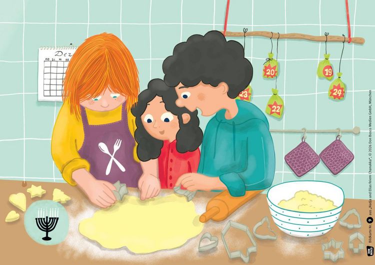 Produktbild: Nadja und Elias feiern Chanukka. Kamishibai Bildkartenset