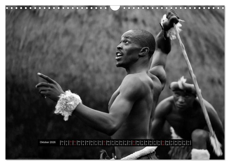 Produktbild: Menschen Afrikas schwarzwei&szlig; (Wandkalender 2026 DIN A3 quer), CALVENDO Monatskalender