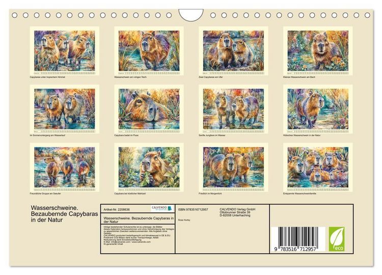 Produktbild: Wasserschweine. Bezaubernde Capybaras in der Natur (Wandkalender 2026 DIN A4 quer), CALVENDO Monatskalender