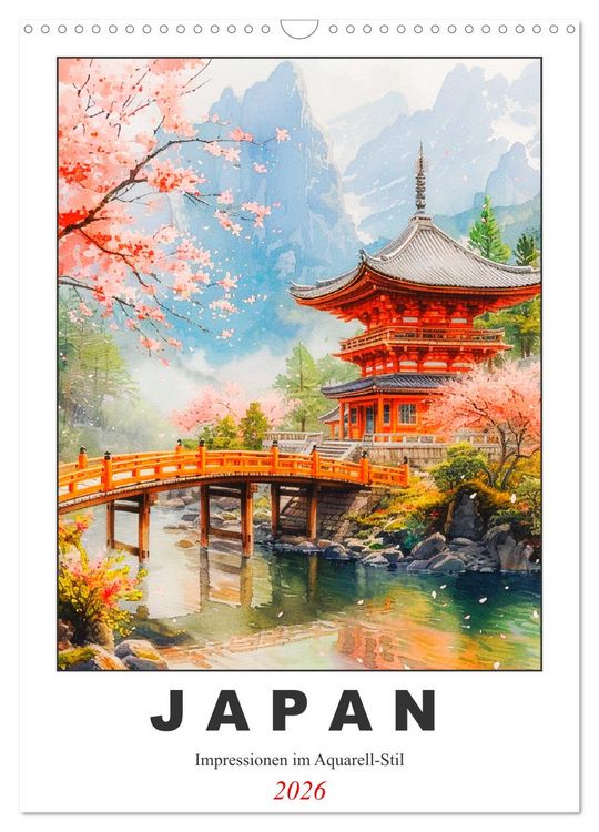 Produktbild: Japan. Impressionen im Aquarell-Stil (Wandkalender 2026 DIN A3 hoch), CALVENDO Monatskalender