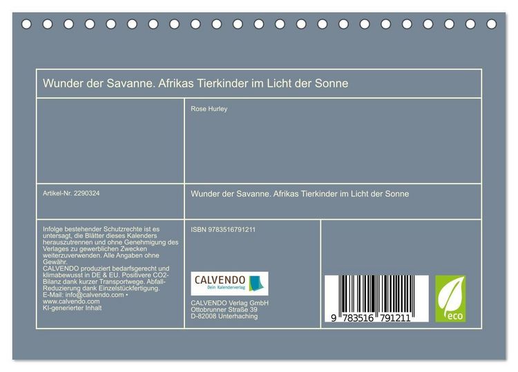 Produktbild: Wunder der Savanne. Afrikas Tierkinder im Licht der Sonne (Tischkalender 2027 DIN A5 quer), CALVENDO Monatskalender