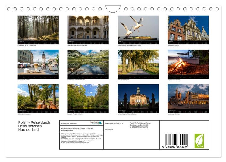 Produktbild: Polen - Reise durch unser sch&ouml;nes Nachbarland (Wandkalender 2026 DIN A4 quer), CALVENDO Monatskalender