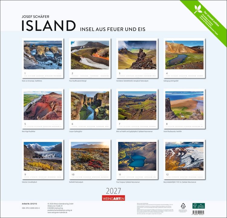 Produktbild: Island Kalender 2027 - Insel aus Feuer und Eis