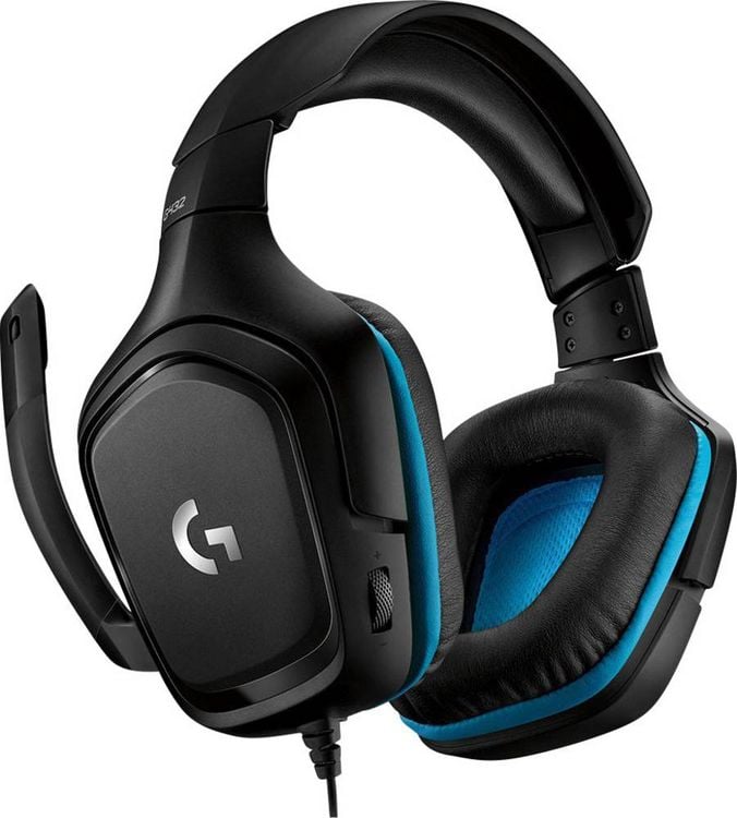 Produktbild: Logitech Gaming G432 Over Ear Headset kabelgebunden 7.1 Surround Schwarz, Blau Lautst&auml;rkeregelung, Mikrofon-Stummschaltung Gaming