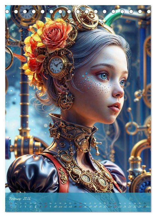 Produktbild: Fantasie-K&ouml;niginnen des Steampunk - Digitale Kunst (Tischkalender 2026 DIN A5 hoch), CALVENDO Monatskalender