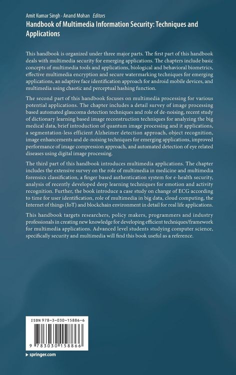 Produktbild: Handbook of Multimedia Information Security: Techniques and Applications