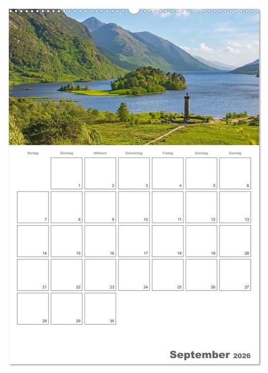 Produktbild: Schottland - Reiseplaner (Wandkalender 2026 DIN A2 hoch), CALVENDO Monatskalender