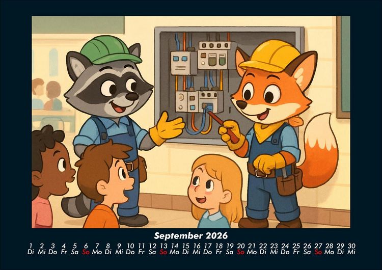 Produktbild: Rocco & Finn - Auf dem Weg zum Elektriker 2026 Fotokalender DIN A4