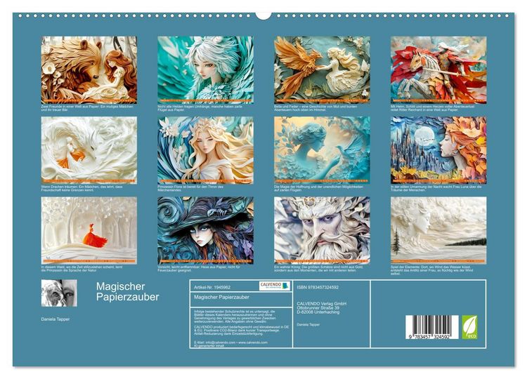 Produktbild: Magischer Papierzauber (hochwertiger Premium Wandkalender 2026 DIN A2 quer), Kunstdruck in Hochglanz