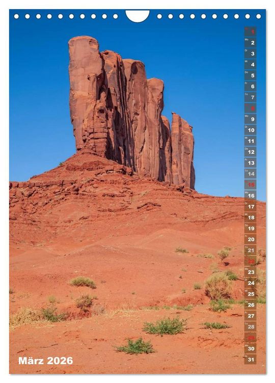 Produktbild: ARIZONA UND UTAH Rote Felsen (Wandkalender 2026 DIN A4 hoch), CALVENDO Monatskalender