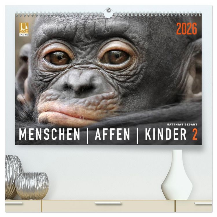 Produktbild: MENSCHENAFFENKINDER 2 (hochwertiger Premium Wandkalender 2026 DIN A2 quer), Kunstdruck in Hochglanz