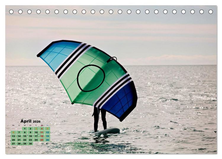 Produktbild: Wingfoilen - fliegen &uuml;ber das Wasser (Tischkalender 2026 DIN A5 quer), CALVENDO Monatskalender