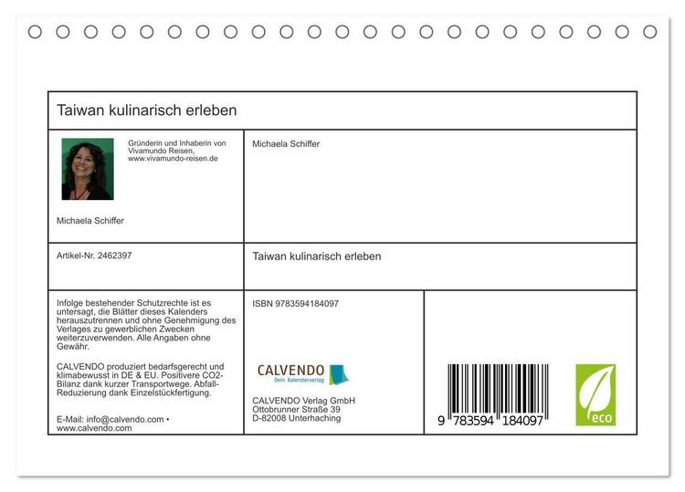 Produktbild: Taiwan kulinarisch erleben (Tischkalender 2027 DIN A5 quer), CALVENDO Monatskalender