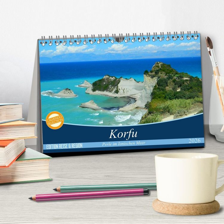 Produktbild: Korfu, Perle im Ionischen Meer (Tischkalender 2026 DIN A5 quer), CALVENDO Monatskalender
