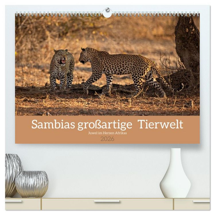 Produktbild: Sambias gro&szlig;artige Tierwelt (hochwertiger Premium Wandkalender 2026 DIN A2 quer), Kunstdruck in Hochglanz